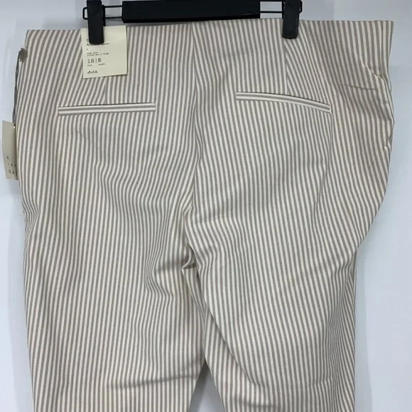 A New Day Pants High Rise Slim Fit Ankle Beige White Stripe NWT - Picture 8 of 12